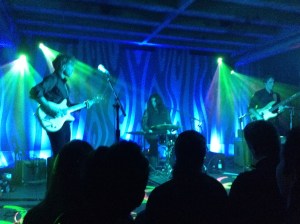 Taking advantage of a break in the crowd.